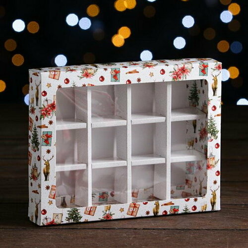 Коробка для конфет 12 шт "Рождественский вечер", 19 x 15 x 3.6 см, 5 шт.