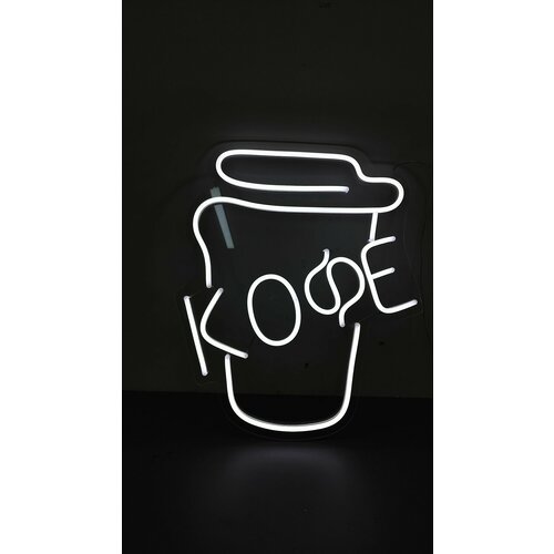 Неоновая вывеска на окно неоновая надпись кофе с собой для кофейни, 42х50см.