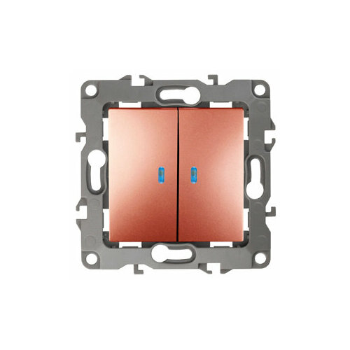ЭРА 12-1105-14 выключатель двойной с подсветкой, 10АХ-250В, IP20, 12, медь Б0019293 (68 шт.)