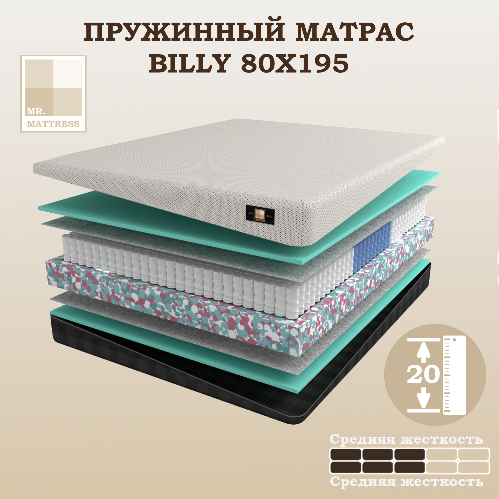 Пружинный матрас Mr.Mattress Billy 80x195