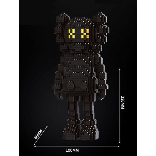 Конструктор 3D из миниблоков Balody Kaws большая фигурка черная, 1326 деталей - BA16239
