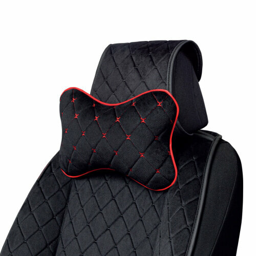 Подушка - подголовник косточка Autoprofi алькантара прострочка 30 х 20 см черно красная AUTOPROFI ALC-100NP BKRD цена за 1 шт 1160₽