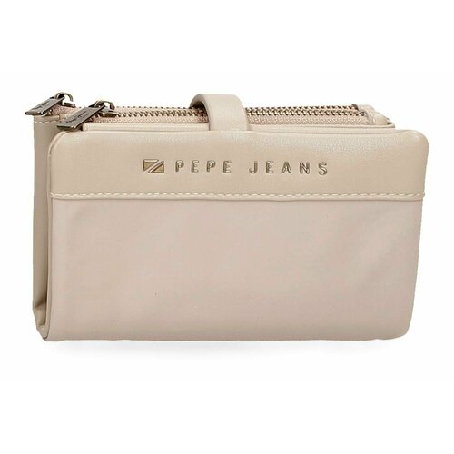 Кошелек Pepe Jeans, бежевый бумажник pepe jeans гладкая фактура на кнопках на молнии отделение для карт розовый