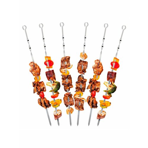 Шампуры плоские 6шт 60*1*0,1см из хромированной стали