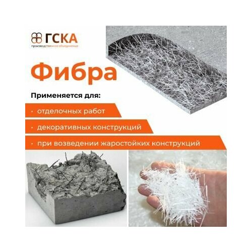 Фиброволокно, фибра для бетона, добавка в раствор, 6 мм (уп. 1кг) ГСКА® фибра полипропиленовая для бетона штукатурки гипса 12мм 1кг