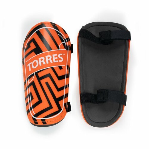 спортивные защитные щитки футбольные torres club fs1607 1 без голеностопа из пластика и пены эва на липучках для тренировок размер l Щитки TORRES Club, FS2307L, размер L, без голеностопа, 2 застёжки на липучке оранжевый-черный