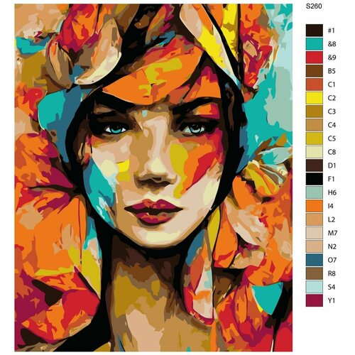 Картина по номерам S-260 Девушка с цветами. Цветочная нежность 70x90 см