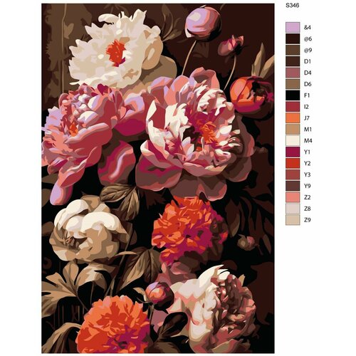 фото Картина по номерам s346 "красивый букет пионов" 40x60 см brushes-paints