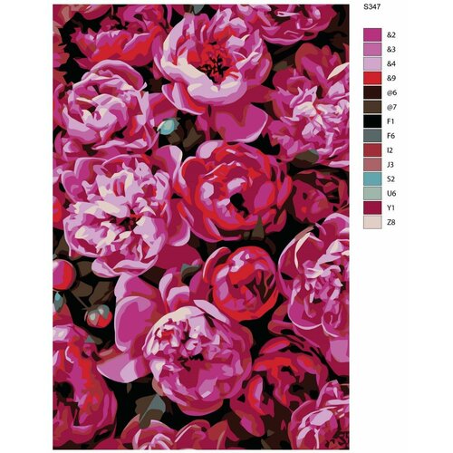 Картина по номерам S347 Ярко-розовые пионы 40x60 см картина по номерам розовые цветы 40x60 см
