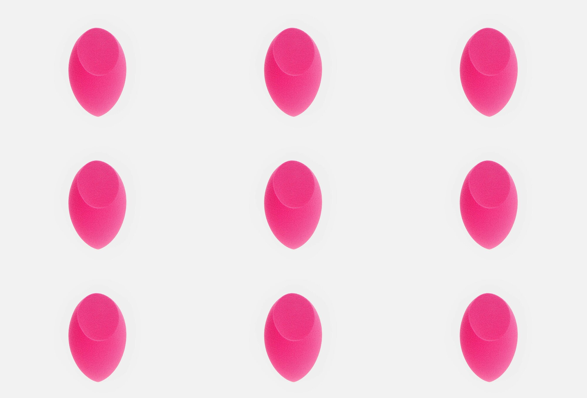 Singi Спонж косметический в упаковке, для макияжа лица, срезанный, тёмно-розовый, 6 см, 9 штук.