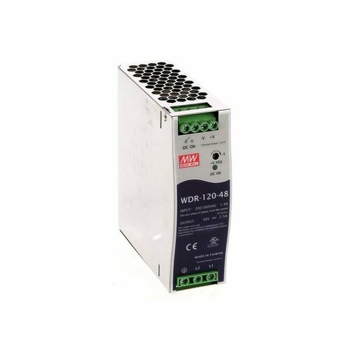 wdr 120 24 mean well источник питания 24в 5а 120вт Источник питания AC-DC Mean Well WDR-120-48
