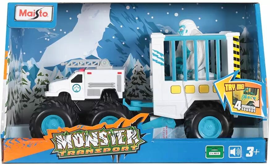 Модель машины MAISTO Monster Transport 4x4 82266 c фигуркой Йети со звуком