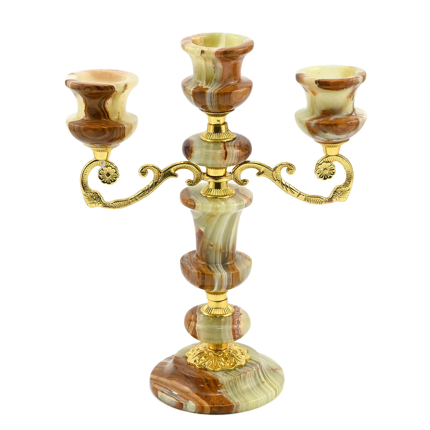 фото Канделябр из камня оникс 3-х рожковый 210*100*270 мм РадугаКамня