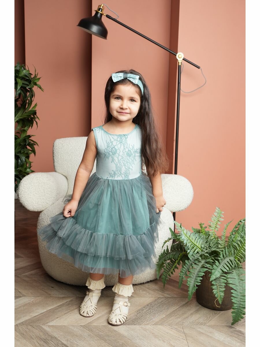 Платье TRENDYCO Kids фотосессия размер 80 зеленый
