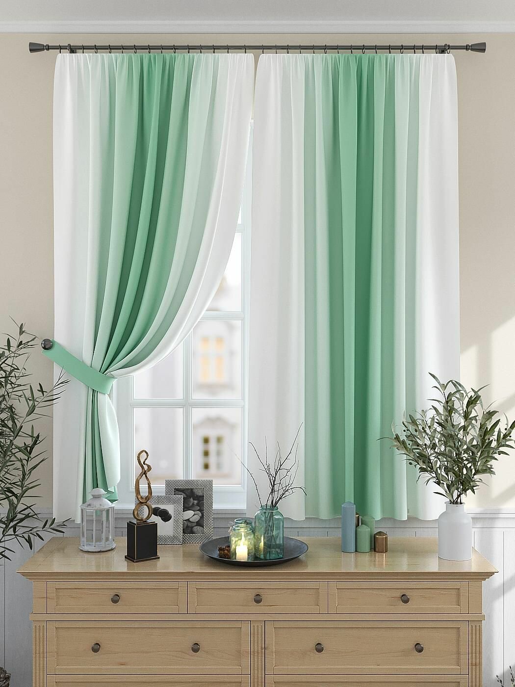 фото Комплекты штор AT HOME / шторы в комнату 150х180 см / Мираниас (зеленый)