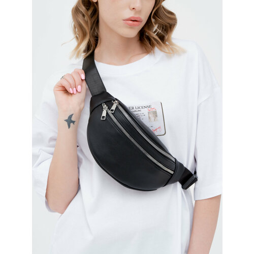 Сумка поясная Daniele Riccardi, фактура гладкая, черный