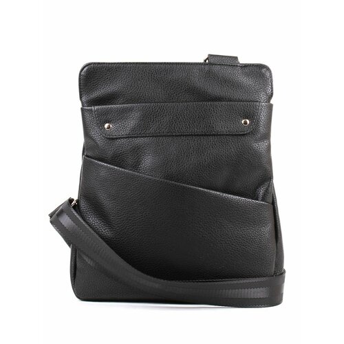 Сумка барсетка Медведково, фактура гладкая, черный