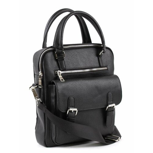 Сумка барсетка Медведково, фактура гладкая, черный