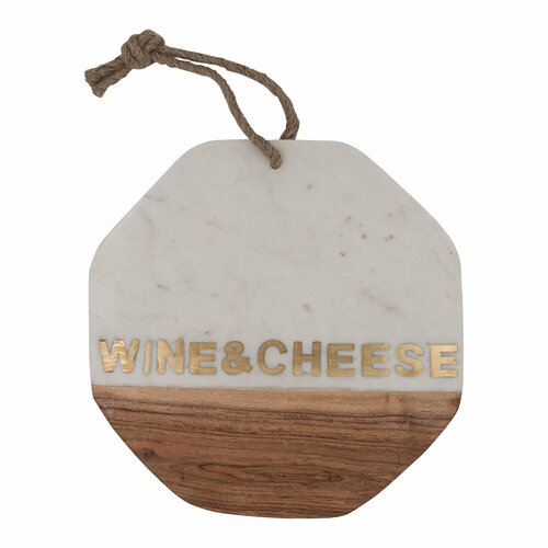 Доска разделочная, сервировочная из белого мрамора и дерева акации Borghouse 