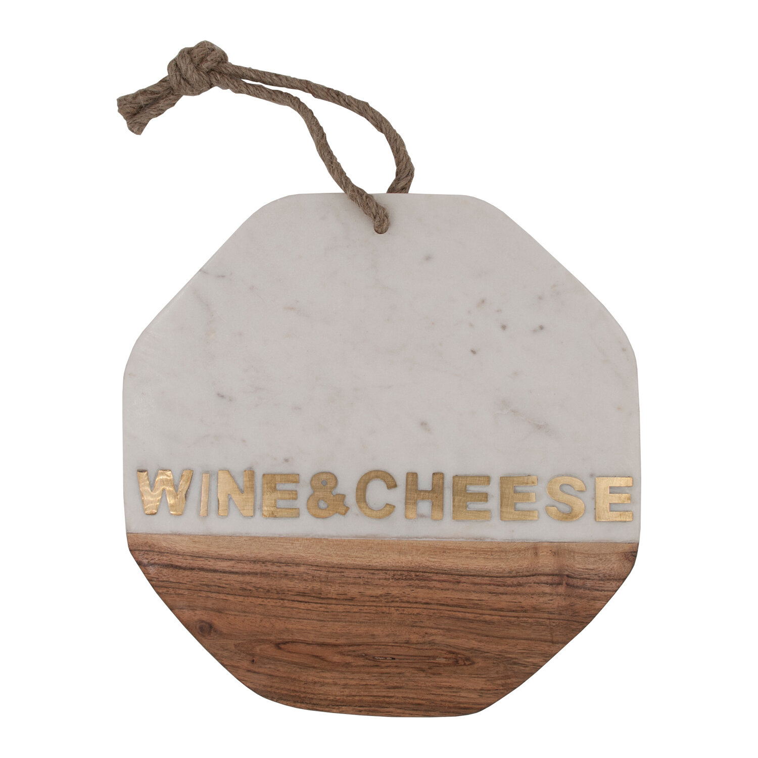 Доска разделочная, сервировочная из белого мрамора и дерева акации Borghouse "Wine & Cheese", размером 31х31 см