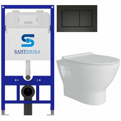 Инсталляция для унитазов SANTERIKA SANT.0012 + подвесной унитаз SANTERIKA, безободковый с микролифтом