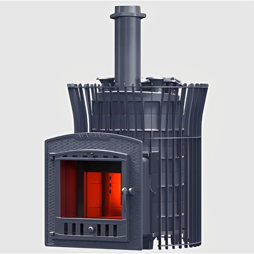 Чугунная дровяная печь для бани Авангард ЗК 24 Ураган в сетке Тюльпан 123110₽