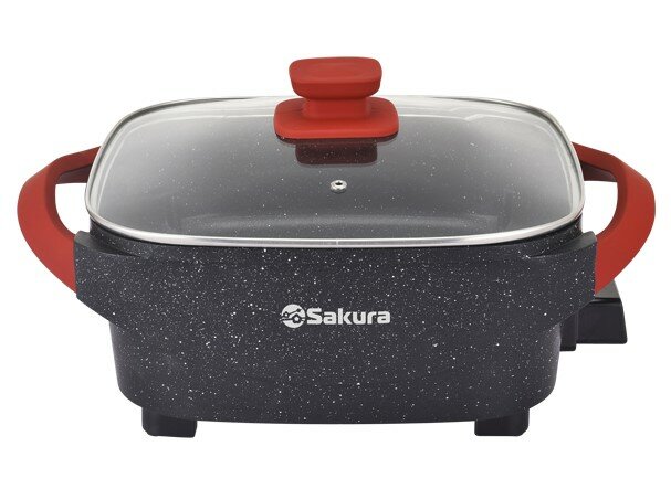 Электросковорода Sakura SA-7714BR Master Chef 1800-2000Вт 30х10см квадр черн/красн