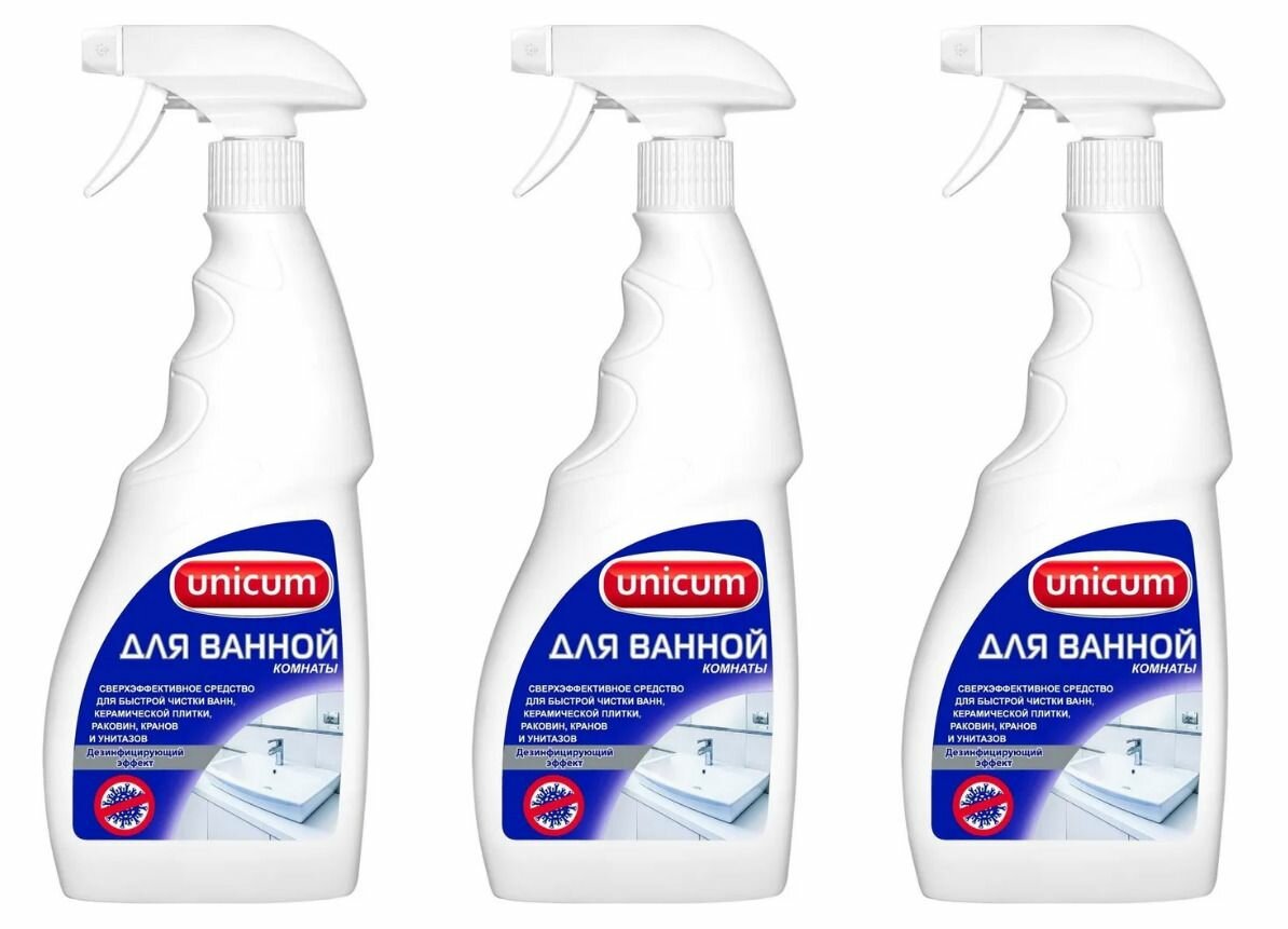 Unicum Средство для чистки ванной комнаты, 500 мл, 3 шт