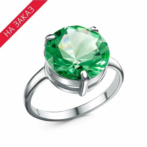 Кольцо Красная Пресня, корунд синтетический, размер 20, ширина 13 мм, зеленый колье diamant серебро 925 проба родирование корунд синтетический корунд длина 45 см