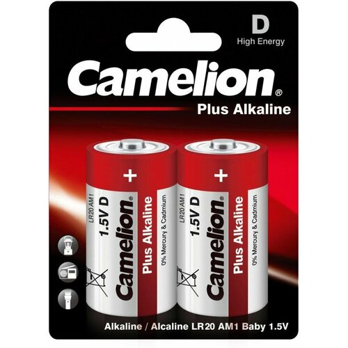 батарейка camelion lr20 bp2 в упаковке 2 шт 1654, Батарейка LR20 Camelion Plus Alkaline 2 шт. LR20-BP2