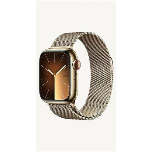 apple watch series 9 gps 41mm aluminum case with solo loop size 7 midnight тёмная ночь mt9t3 Смарт-часы Apple Watch Series 9 45mm GPS+LTE Stainless Steel Gold Milanese Loop