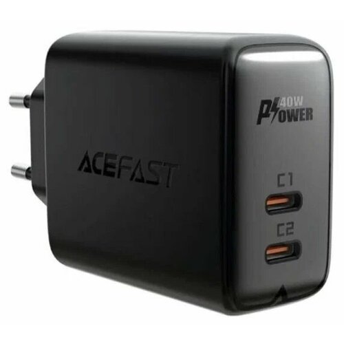 Сетевое зарядное устройство ACEFAST A29 PD50W GAN, USB-C+USB-C, Черный сетевое зарядное устройство быстрая зарядка acefast a53 sparkling series pd30w gan eu темно серый