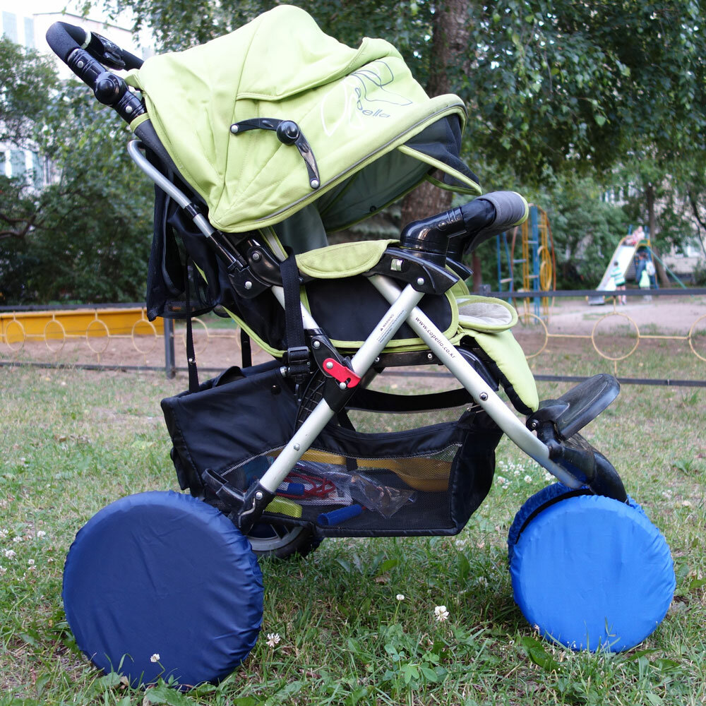 Чехлы на колеса коляски Чудо-Чадо - темно-синие (2 шт, d = 28-38 см)