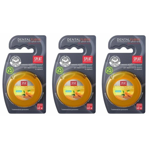 Зубная нить Splat Professional, Апельсин и Корица, 40 м, 3 уп