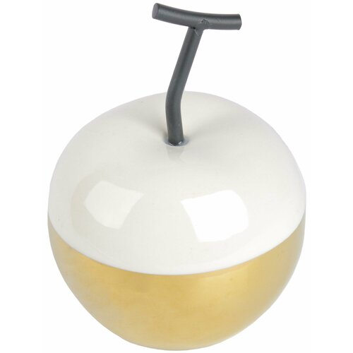 Фигура декоративная Яблоко бело-золотая керамика 16 см 1862₽