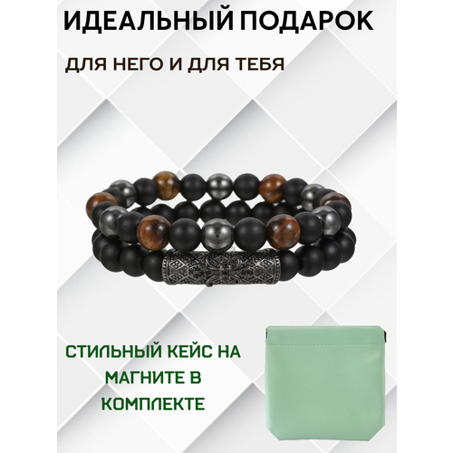 Плетеный браслет, гематит, 1 шт., коричневый, черный браслет мужской из натуральных камней тигровый глаз оберег на руку