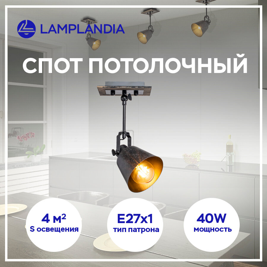 Светильник настенный Lamplandia L9162-1 BARREL, Е27*1 макс 40Вт