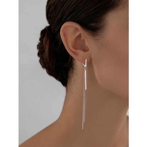 Серьги Golden City GOLDEN CITY, серебро, 925 проба, родирование, длина 10 см, серебряный