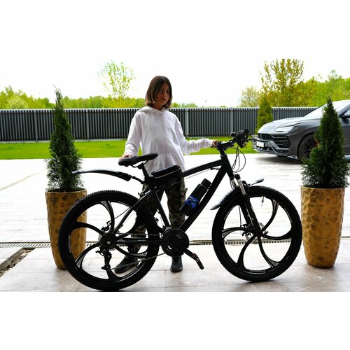 Велосипед Richiesto 26 колёса Рама 19 дюймов модель 2024 Взрослый Подростковый Спортивный На литых дисках черный 27700₽