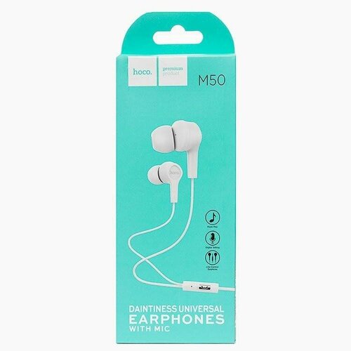 Наушники с микрофоном Hoco M50 12м белые 730₽