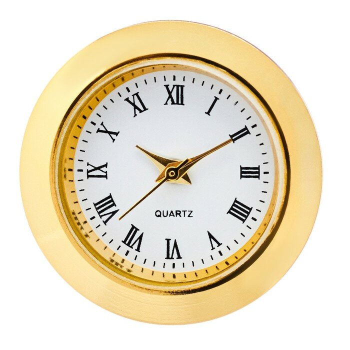 Часы-вставка КНР Кварцевые, римские цифры, диаметр 2,5 см, дискретный ход, золотистые, LQ377А
