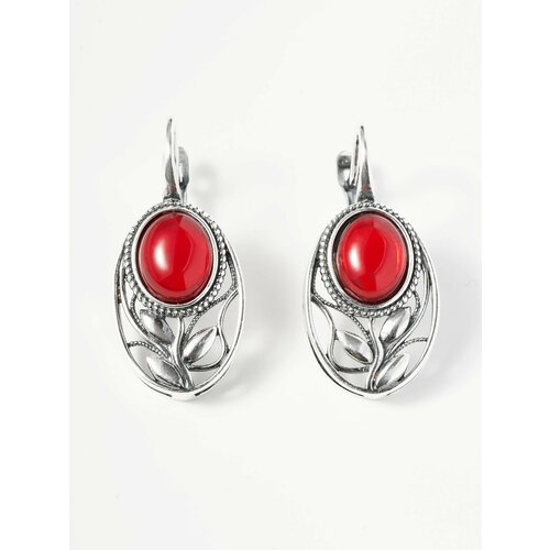 Серьги Shine Beauty коралл размер 15 мм серебристыйкрасный 3292₽