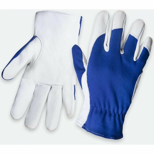 Кожаные перчатки Jeta Safety Locksmith белый/синий JLE321-10/XL перчатки рабочие кожаные jeta safety jle301 mechanic манжета велкро размер 10 xl 1 пара
