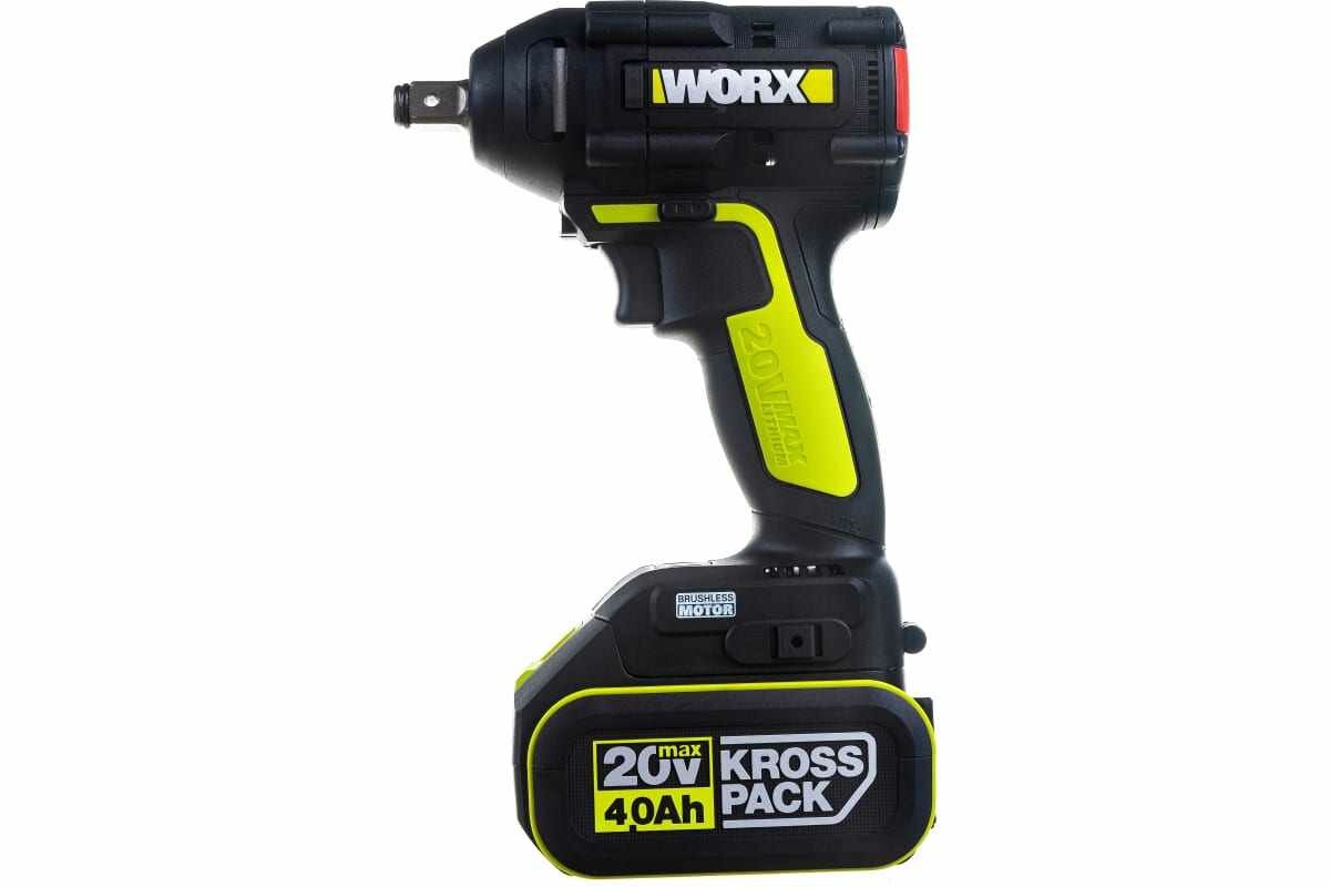 Аккумуляторный ударный бесщеточный гайковерт WORX Professional WU279.1 20В, 360Нм, 4Ач х2, ЗУ 6А, сумка WU279.1