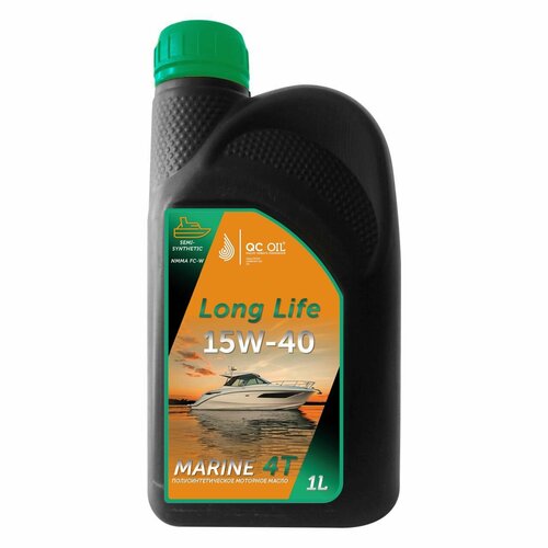 Моторное масло для водной техники 15W-40 MARINE 4Т QC OIL Long Life полусинтетическое плакирующее, канистра 1л