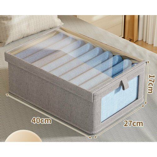 Органайзер для хранения одежды полотенец белья с крышкой 40х27х17см, серый