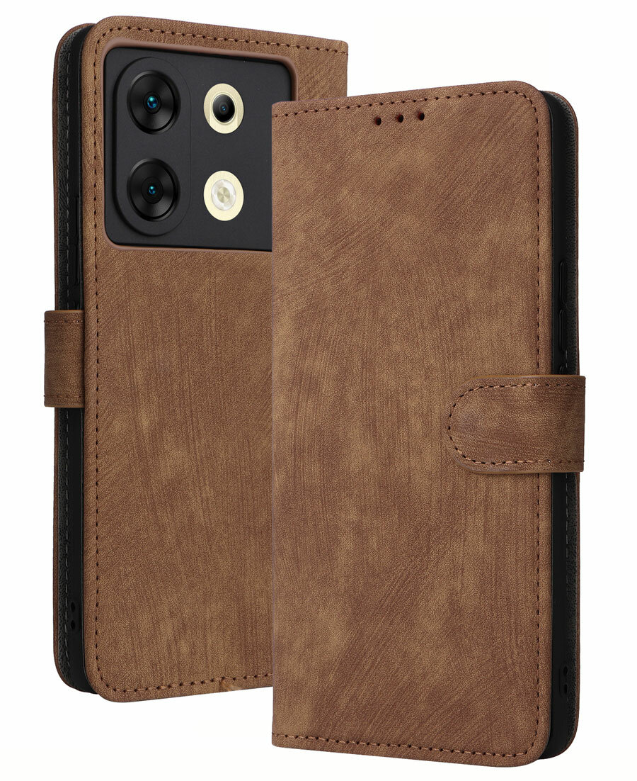 Чехол книжка для Infinix Zero 30 (5G) c магнитной застежкой / Инфиникс Зеро 30 (5Джи) c отделением под карты (коричневая)