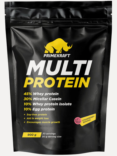 Изображение товара Мультикомпонентный протеин Prime Kraft Multi Protein - 900 г, клубника-банан