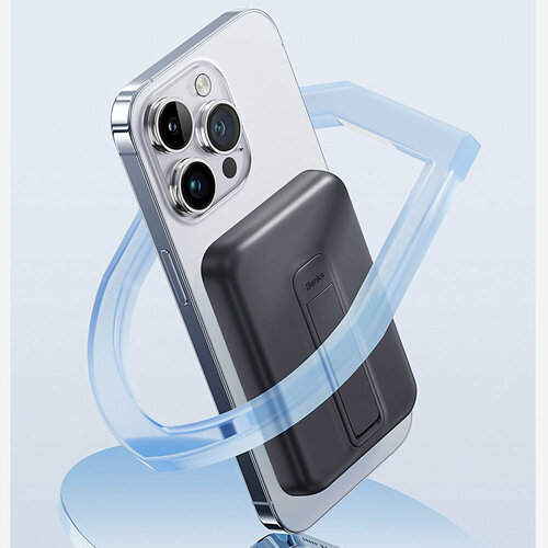 Внешний магнитный беспроводной аккумулятор Benks Magnetic Mini With Kickstand с подставкой 6000 mAh Черный 4890₽