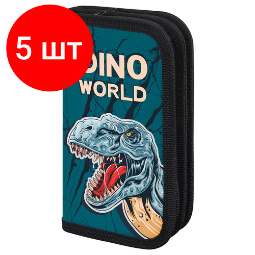 Комплект 5 шт, Пенал пифагор, 2 отделения, ламинированный картон, 19х11 см, 